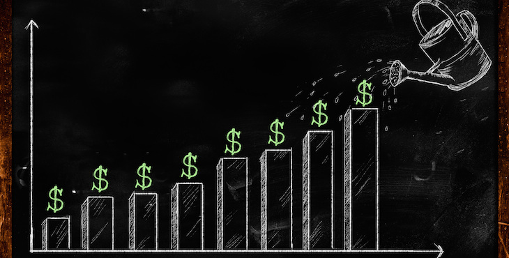 Growing Dollar Sketch on Blackboard